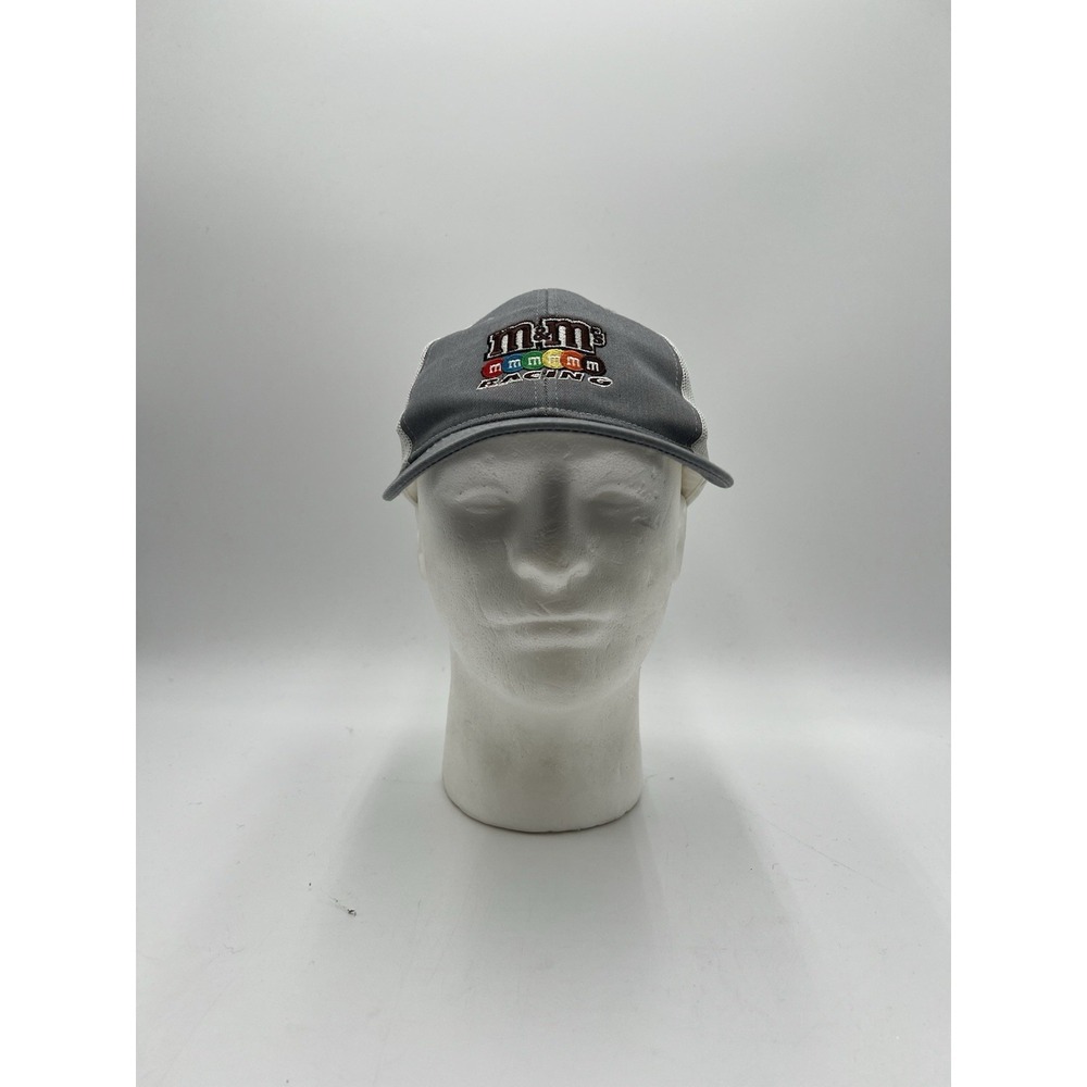 M&M's Racing Port Authority Gray White Mesh Snapback Trucker Hat Cap OSFA